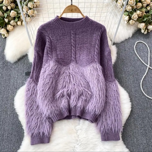 #175 Mink Cashmere Knitted Fur Stitching Twists Pullovers Winter Soft Sweaters - Picture 2 of 15